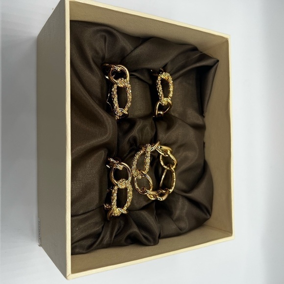 L’objet Gold Plated and Swarovski Crystal Link Napkin Rings (Set of four). NEW - Picture 3 of 3